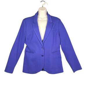 TravelSmith Womens Blazer Jacket Blue 2-Button Wrinkle Resistant Zip Pockets